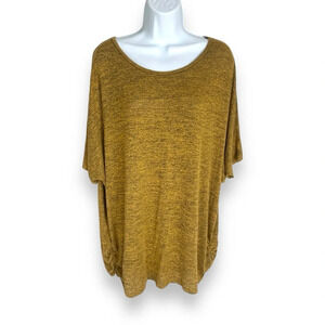 Bobbie Brooks Plus Size 3X Mustard Yellow Ruched Side Top - Preowned